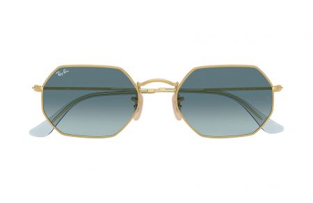 Gafas de sol metálicas Rayban ® Octogonal Classic RB3556N - Montura octogonal dorada - azules