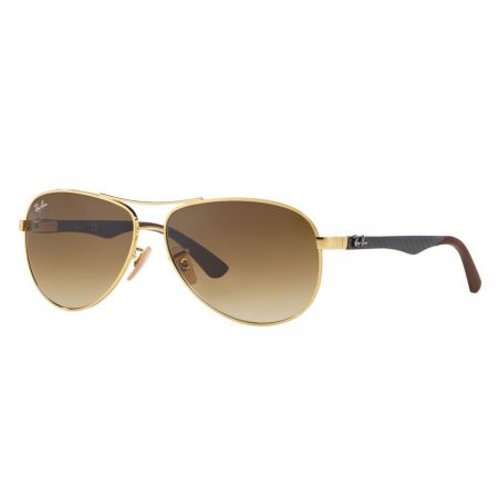Gafas sol metálicas Ban ® RB8313 Montura dorada con fibra de carbono negra - Lentes marrones espejadas