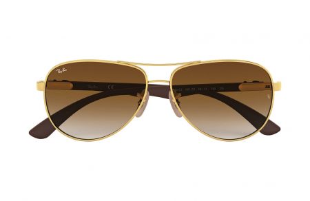 Ofensa Optimista Máquina de recepción Gafas de sol metálicas Ray Ban ® RB8313 - Montura dorada con fibra de  carbono negra - Lentes marrones espejadas