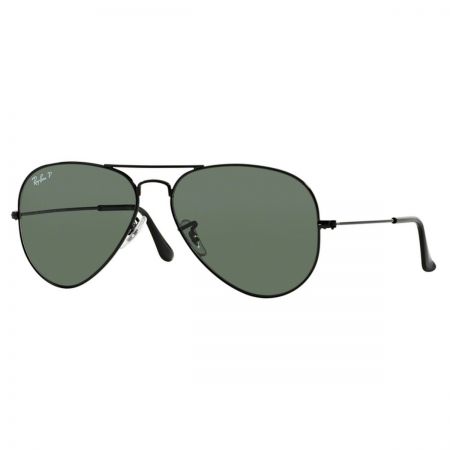 Gafas de sol metálicas Ray Ban RB3025 Aviator Classic - Montura negra - Lentes polarizadas verdes clásicas G15