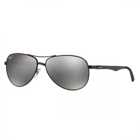 Gafas de sol metálicas Ray Ban RB8313 - Montura de fibra de carbón negra - Lentes grises espejadas polarizadas